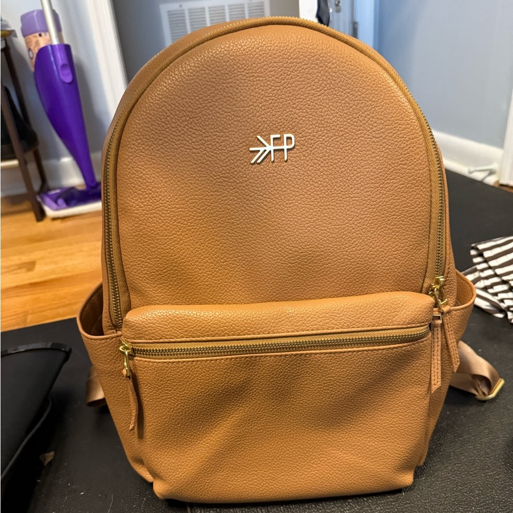Freshly picked beige vegan leather diaper bag/ work bag